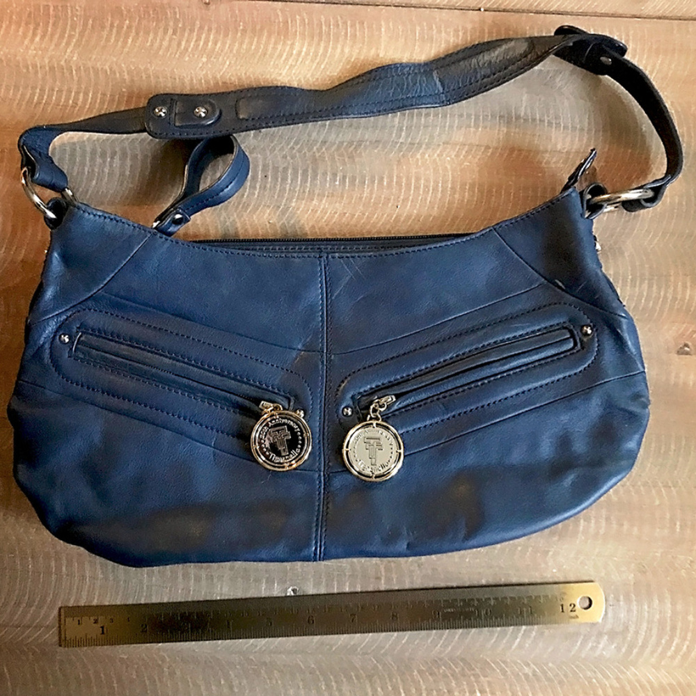 Beautiful Tignanello Navy Leather Handbag